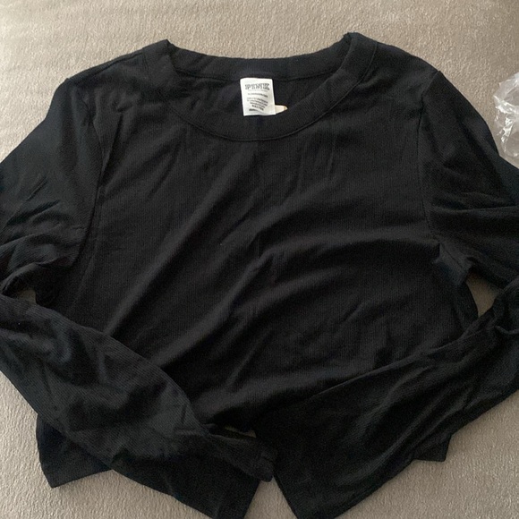 PINK Victoria’s Secret Rib Long-Sleeve Crop Top - Picture 6 of 8